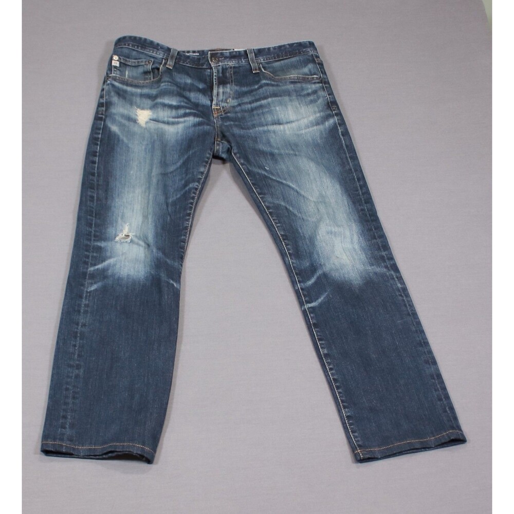 AG Adriano Goldschmied The Matchbox Slim Straight Jeans Men Denim Distressed 34R